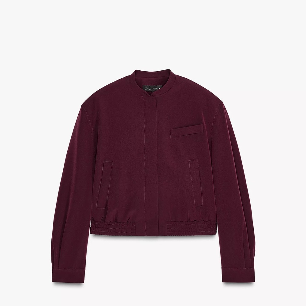 Zara - Small Burgundy Bomber Jacket